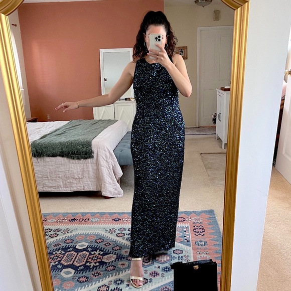 Vintage floor-length silk and sequin gown 💎 - Picture 9 of 9